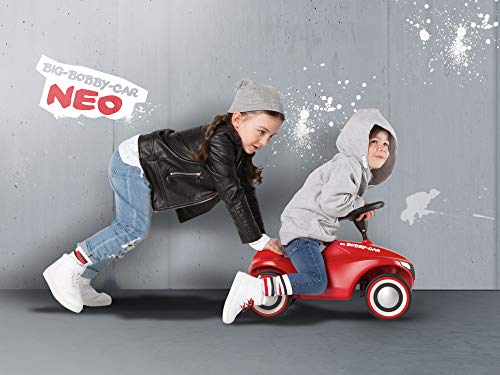 BIG-Bobby-Car-Neo Rot - Rutschfahrzeug für drinnen und draußen, Kinderfahrzeug mit Flüsterreifen im modernen Design, für Kinder ab 1 Jahr