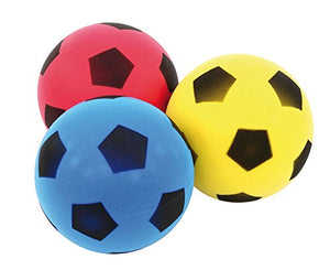 Betzold Softbälle-Set, 3 Stück - Kinder-Softball, Soft-Bälle, Kinder-Ball aus Schaumstoff, Schaumstoffball, besonders weich und griffig, gelb, blau, rot, im Netz, unbeschichtet