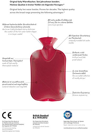 Fashy „Pia“ 35720.4 Wärmflasche / Kinderwärmflasche Pinguin ~ Thermoplast- Wärmeflasche mit kuschelweichem Flauschbezug aus 100% Polyester, robust und langlebig ~ 0,8 Liter