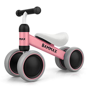 Bammax Kinder Laufrad Lauflernrad Balance Fahrrad ohne Pedale Dreirad Spielzeug für 1 Jahr, Erstes Baby Laufrad für Jungen Mädchen, Empfohlenes Alter: 10-24 Monate, Rosa