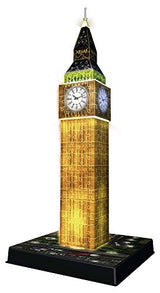 Ravensburger 3D Puzzle Big Ben bei Nacht mit 216 Teilen, für Kinder und Erwachsene, Wahrzeichen von London im Miniatur-Format, Leuchtet im Dunkeln