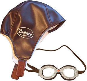 Baghera Fliegerbrille und Fliegermütze für Kinder | Pilotenmütze und Pilotenbrille Vintage Look für Kinder ab 3 Jahren | Retro Fliegerbrille und Fliegerkappe Set für Kinder