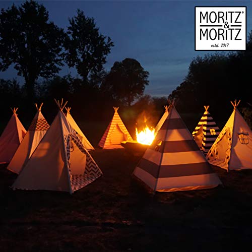 Moritz & Moritz Tipi Zelt für Kinder - Grau Zackenmuster - Kinderzelt Spielzelt Geschenkidee - Mit Bodendecke und Fenster - Für Haus und Garten