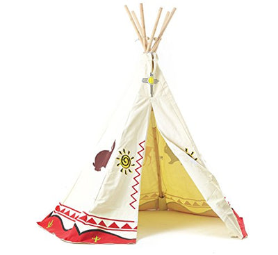 canicove tipi zelt Tipi Spielzelt für Kinder Wigwam Spiel-Zelt Indianerzelt Indianer,  Holzstangen und Baumwolle, Garden Games 3025