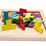 Flybiz Holzpuzzles Tetris Puzzlespiel Burr Tangram Stichsäge Spielzeug Pädagogisches Spiel (40 Stück), Gehirn Teaser Spielzeug Magic Frühe Pädagogische Blöcke Spielzeug für Kinder