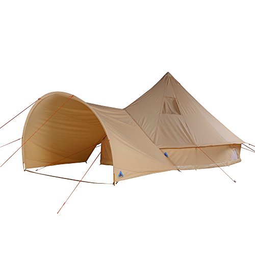 10T Camping-Zelt wasserdichtes Familienzelt Tipi aus Baumwolle-Mischgewebe + Sonnendach
