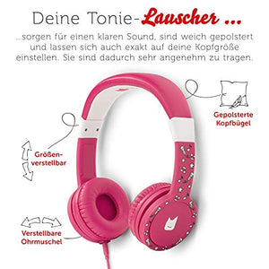 Tonie-Lauscher pink: Kinder Kopfhörer passend zur Toniebox - Lautstärke reguliert, Abnehmbares Kabel, Größenverstellbar, Bewegliche Ohrmuscheln