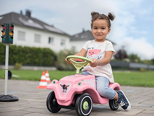 BIG-Bobby-Car Classic Flower, Kinderfahrzeug mit Blumenaufklebern für Jungen und Mädchen, belastbar bis zu 50 kg, Rutschfahrzeug für Kinder ab 1 Jahr, pastell rosa, grün