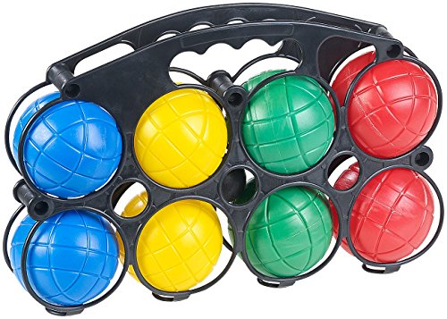 PEARL Boccia Kugeln Kinder: Boule- & Boccia-Spiel mit 8 Kunststoff-Kugeln, Ziel-Kugel & Tragekorb (Boule Kugeln Kinder)