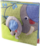 Haba 300146 - Stoffbuch Elefant Egon, weiches Knisterbuch mit vielen Fühl- und Spieleffekten, wunderschön gestaltetes Babyspielzeug ab 6 Monaten
