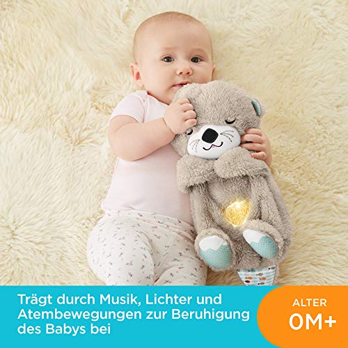 Fisher-Price FXC66 - Schlummer Otter Spieluhr aus Plüsch, beruhigender Musik, Licht und Atembewegungen, Einschlafhilfe für Babys, ab der Geburt