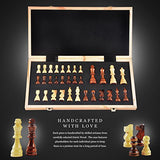 AGREATLIFE Königliches Schachspiel aus Holz handgefertigt - Hochwertiges Schachbrett aus Echtholz magnetisch - Wooden Chess Set Mittelalter klappbar 38x38 mit Aufbewahrungsbox