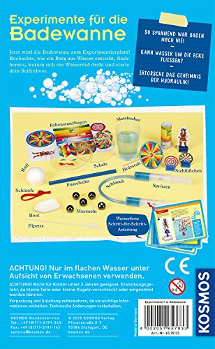 KOSMOS 657833 Experimente für die Badewanne, Experimentier-Spaß mit Seifenboot, Wasserrad und Taucherglocke, Forscher-Set, Experimentierset für Kinder, Badewannen-Spielzeug ab 6 Jahre