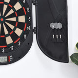 HOMCOM Elektronische Dartscheibe Dartboard Dart-Set mit 6 Darts Schwarz+Orange 26 Spiele und 185 Trefferoptionen für 8 Spieler 46,5 x 4,4 x 50,5 cm