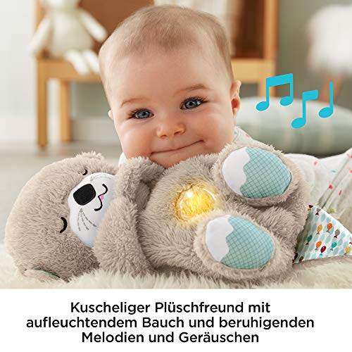 Fisher-Price FXC66 - Schlummer Otter Spieluhr aus Plüsch, beruhigender Musik, Licht und Atembewegungen, Einschlafhilfe für Babys, ab der Geburt