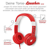 Tonie-Lauscher rot: Kinder Kopfhörer passend zur Toniebox - Lautstärke reguliert, Abnehmbares Kabel, Größenverstellbar, Bewegliche Ohrmuscheln