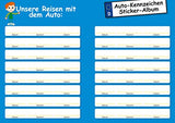 Kinder-Reisespiel KFZ-Kennzeichen Sticker-Sammelalbum fürs Handgepäck, Mitmachbuch für die Ferien, Ratespaß unterwegs auf Reisen, Beschäftigung für Kinder bei langen Autofahrten