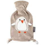 Fashy „Pia“ 35720.4 Wärmflasche / Kinderwärmflasche Pinguin ~ Thermoplast- Wärmeflasche mit kuschelweichem Flauschbezug aus 100% Polyester, robust und langlebig ~ 0,8 Liter