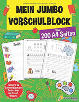 Mein Jumbo Vorschulblock: Spielend einfach Zahlen und Buchstaben lernen plus Schwungübungen - A4 Vorschule Übungshefte ab 5 Jahre für Junge und ... - Ideale Geschenke zur Einschulung