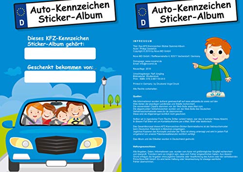 Kinder-Reisespiel KFZ-Kennzeichen Sticker-Sammelalbum fürs Handgepäck, Mitmachbuch für die Ferien, Ratespaß unterwegs auf Reisen, Beschäftigung für Kinder bei langen Autofahrten