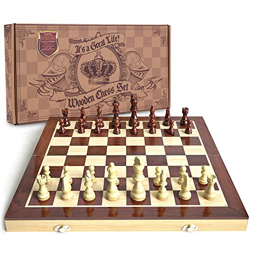 APEQi® ROYAL Schach - Schachspiel Holz HOCHWERTIG - Massivholz,  34,5x34,5cm, aus EU, Geschenkidee - edles Schachbrett Holz hochwertig -  klappbare