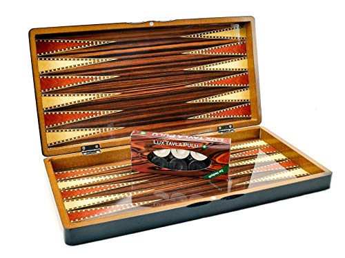 Backgammon Tavla/Dame Holz Koffer Spiel Set Brettspiel - Klassisches Strategiespiel mit 2 in 1 Spielbrett