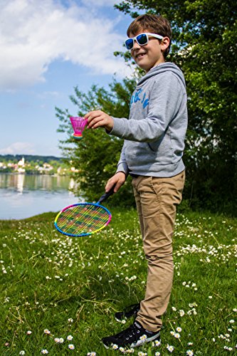 Schildkröt Kinder Federball Set Junior, 2 verkürzte Schläger 45,5 cm, 2 Federbälle, in 3/4 Hülle, 970901