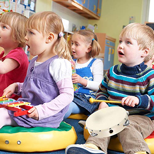 Handhalte Tamburin Trommel Glocke Birke Metall Klingeln Schlaginstrument Pädagogisches Spielzeug für KTV Party Kinderspiele 6"
