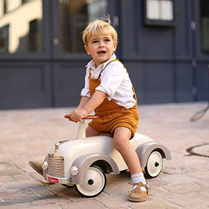 Baghera Rutschauto Speedster Cremeweiß | Rutschfahrzeug für Kinder - zahlreiche lebensechte Details | Retro Rutschauto für Kinder ab 1 Jahr