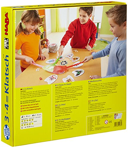 HABA 4538 - 3X4=Klatsch, lustiges Lernspiel für 2-6 Spieler ab 8 Jahren, Konzentrationsspiel zum spielerischen Trainieren des kleinen Einmaleins