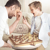 AGREATLIFE Königliches Schachspiel aus Holz handgefertigt - Hochwertiges Schachbrett aus Echtholz magnetisch - Wooden Chess Set Mittelalter klappbar 38x38 mit Aufbewahrungsbox