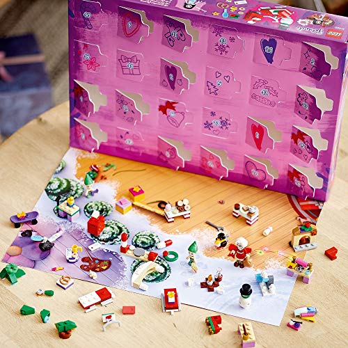 LEGO 41420 Friends Adventskalender 2020, Weihnachten Mini Bauset mit Emma, Elfen und Santa Workshop