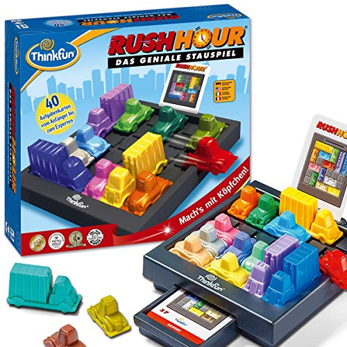 ThinkFun Rush Hour, Logik- und Strategiespiel, für Kinder und Erwachsene, ab 1 Spieler, ab 8 Jahre