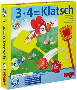 HABA 4538 - 3X4=Klatsch, lustiges Lernspiel für 2-6 Spieler ab 8 Jahren, Konzentrationsspiel zum spielerischen Trainieren des kleinen Einmaleins