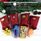 Adventskalender zum Befüllen Groß (13x17cm), Weihnachtskalender Jutesäckchen Selberfüllen, 24 jutebeutel Kette zum selber befüllbar und Aufhängen, 2020 Geschenksäckchen für Kinder Männer Rot